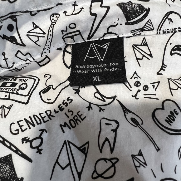 Androgynous Fox Stick&Poke Button Up - Picture 4 of 4